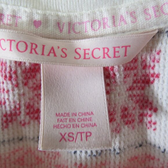 Victoria's Secret Long John PJs White/Pink/Grey Top & Bottom Size XS - Picture 8 of 10